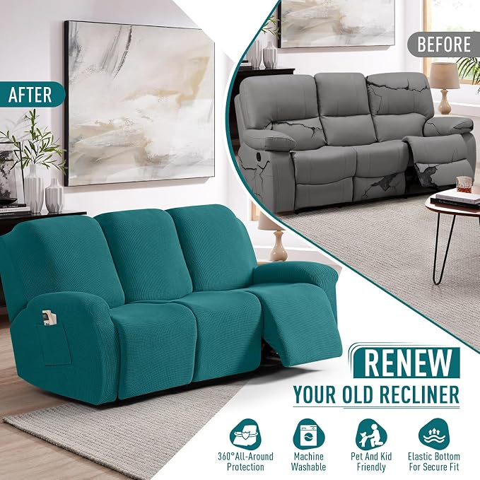 TAOCOCO Recliner Sofa Covers 8-Pieces Stretch Large Couch Covers - Image 4