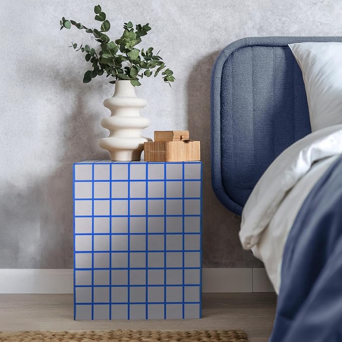 JONATHAN Y Callista White/Blue Modern Ceramic Tiled Cube Side Table, 18-Inch - Image 2