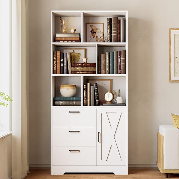 IRONCK Bookshelf, 70.9 Inch Tall Bookcase, 3-Tier Bookshelves - Image 2
