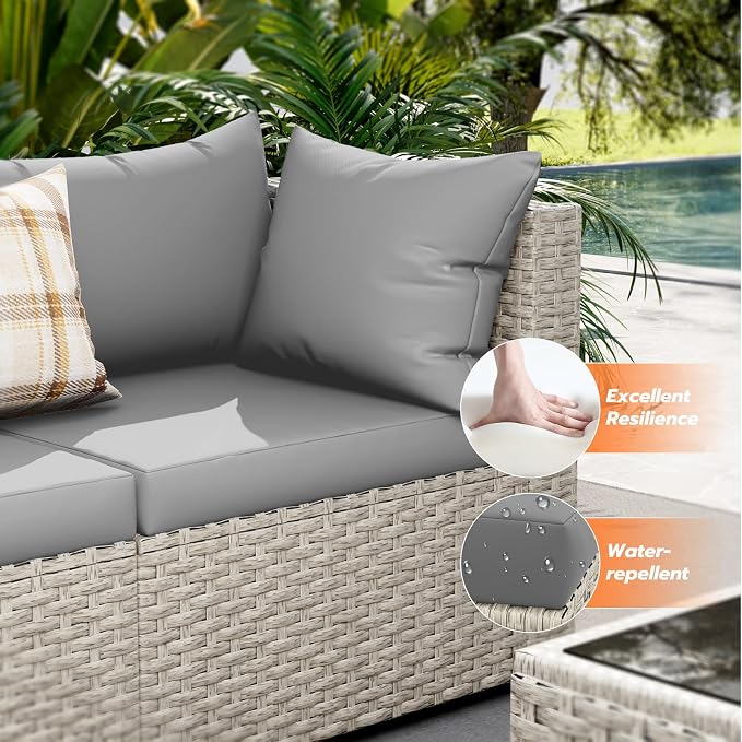 UDPATIO Outdoor Patio Furniture Set, 7-Piece PE Wicker Sectional Sofa - Image 2