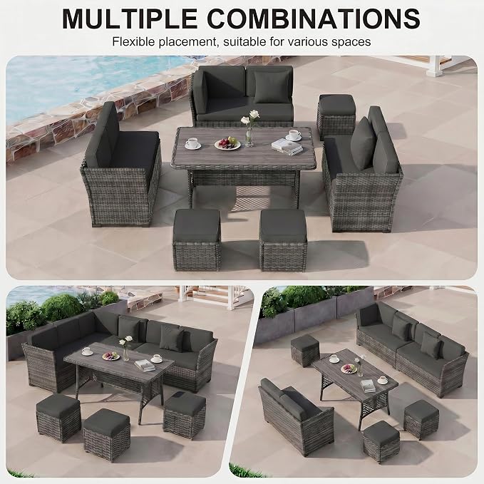 LOUVIXA 7 Pieces Patio Furniture Set, Outdoor Patio Furniture, Wicker - Image 3