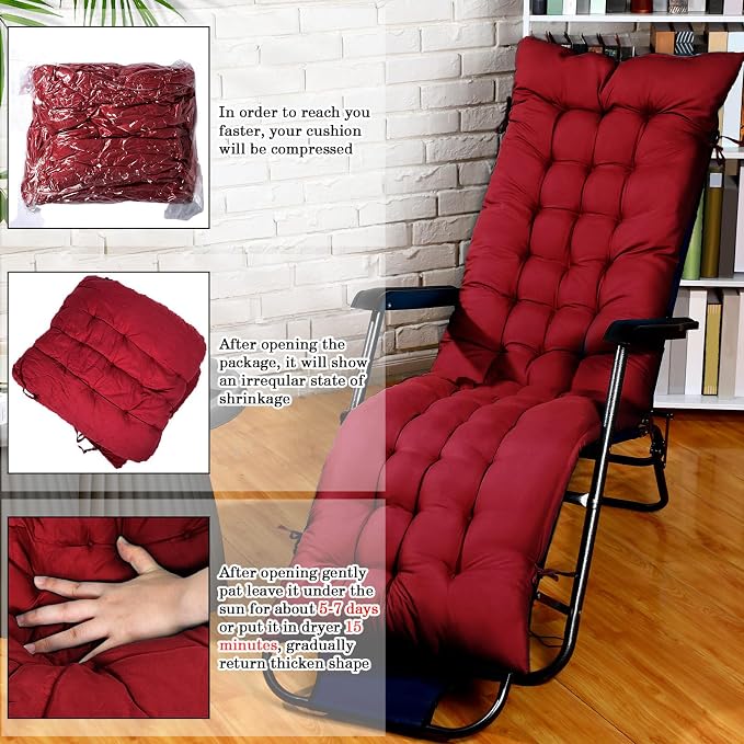 Bucherry 67 x 19 Inch Chaise Lounge Cushions Soft Lounge Chair Cushion Gravity - Image 4