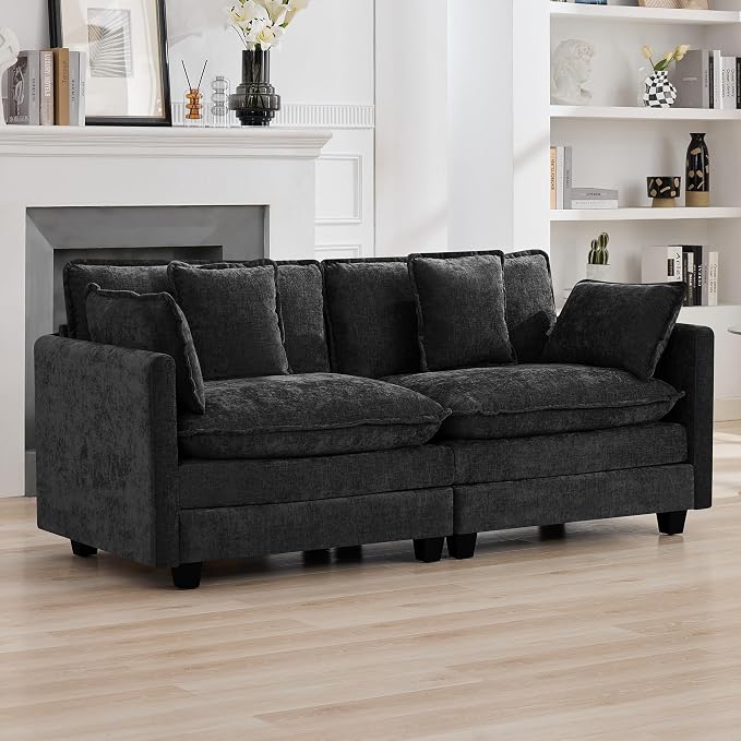 76'' Cloud Deep Seat Loveseat, Upholstered Chenille Modular 2-Seats Sectional - Image 7