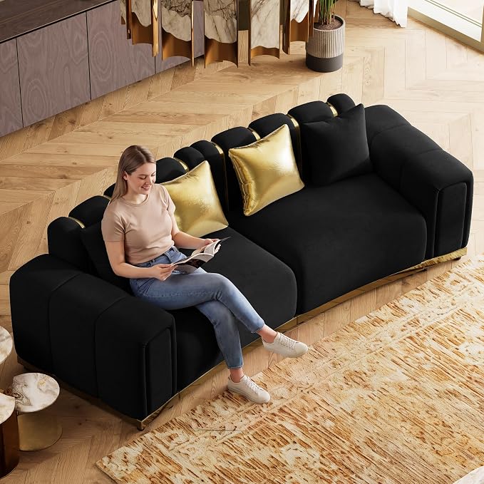 104" Oversized Velvet Chesterfield Couch - Image 5