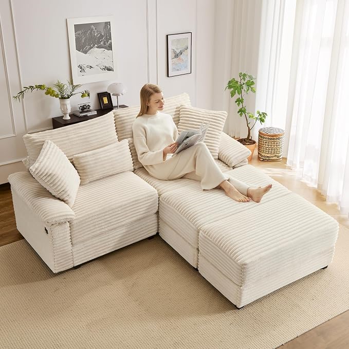 SUNWAVE 74" W Double Chaise Lounge Chair Indoor, Oversized Loveseat - Image 6