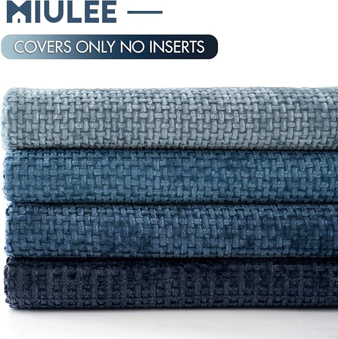 MIULEE Pack of 4 Couch Throw Pillow Covers 22x22 Inch Neutral Blue Soft - Image 6