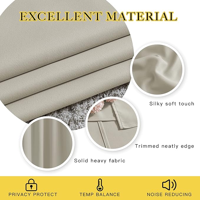 NICETOWN Blackout Bedroom Curtains 50 inches Long - Image 4