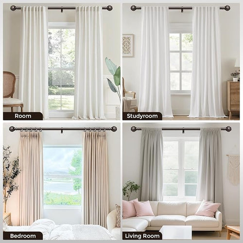 2 Pack Bronze Curtain Rod, Heavy Duty 1 Inch Decorative Curtain Rods - Image 2