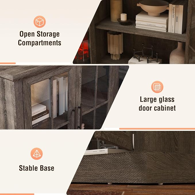98" Farmhouse TV Stand with 36" Fireplace - Image 4