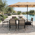 Aoxun 8-Piece Patio Table and Chairs Set & 15ft Patio Umbrella by Aoxun