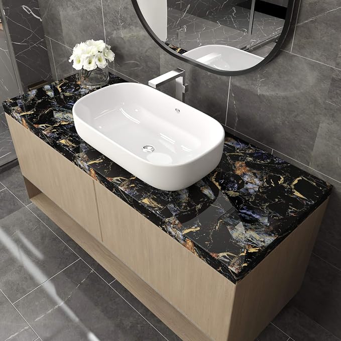 LACHEERY 15.8"x276" Dark Marble Countertop Contact Paper Waterproof Peel and - Image 2