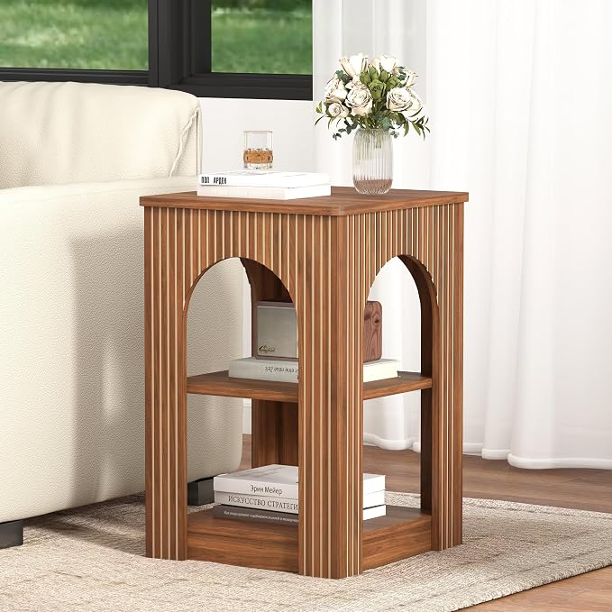 weselon End Table with 3-Tier Storage, Mid-Century Modern Side Table with by WelcometoFurnitureSalon
