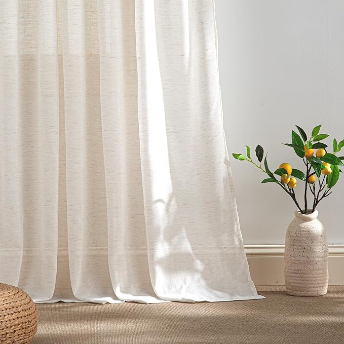 RYB HOME Sheer Curtains 84 inches Long Linen Blend Light & Airy Vertical - Image 4