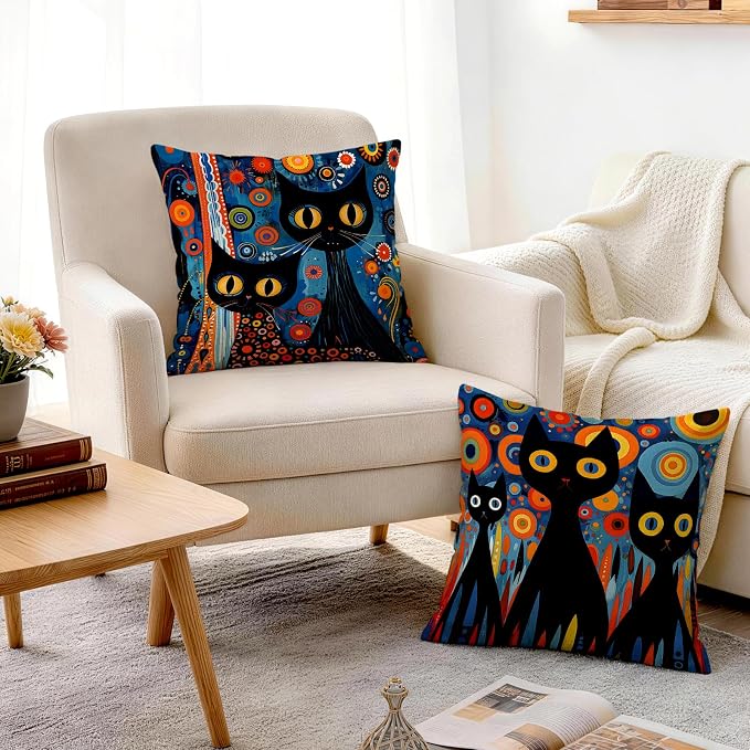 OBSEDE Black Cat Abstract Art Decorative Throw Pillow Covers 18 × 18 in - Image 7