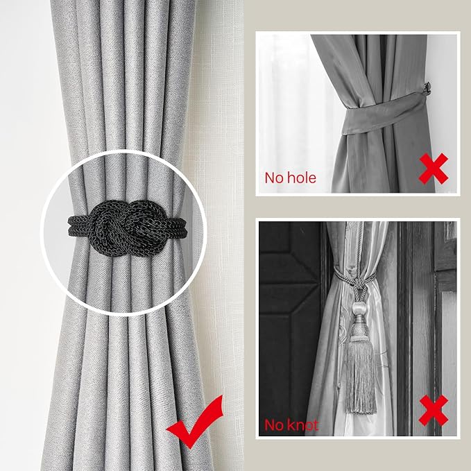 NICEEC 2 Pack Mini Magnetic Curtain Tiebacks Nordic Simple Style Drape Tie - Image 2