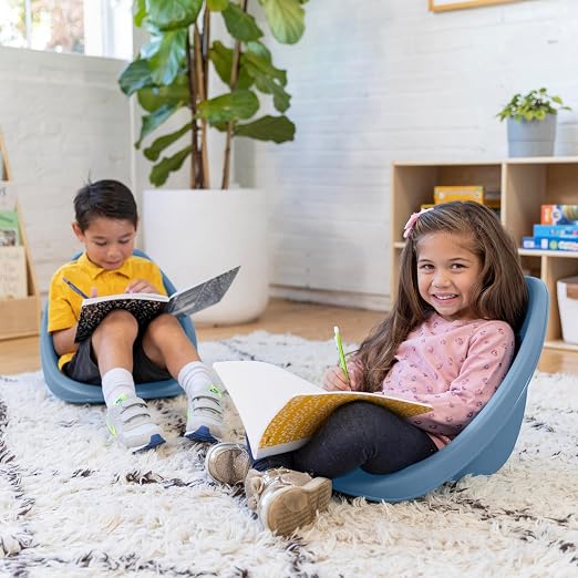 ECR4Kids Plastic Leaf Scoop Floor Rocker Seat, Classroom Furniture, Powder Blue - Image 9