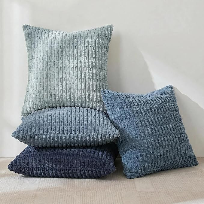 Fancy Homi Set of 4 Blue Decorative Throw Pillow Covers 14x14 Inch - Image 2
