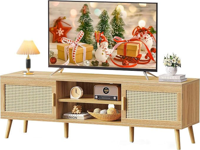 SUPERJARE Boho TV Stand for 65 Inch TV, Entertainment Center by SUPERJARE