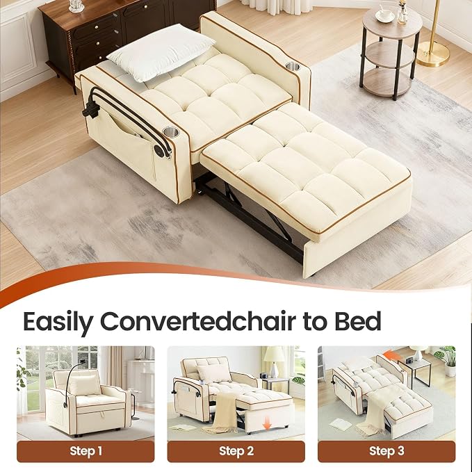 Convertible Sleeper Chair, Chairs Bed Sleepers - Image 6