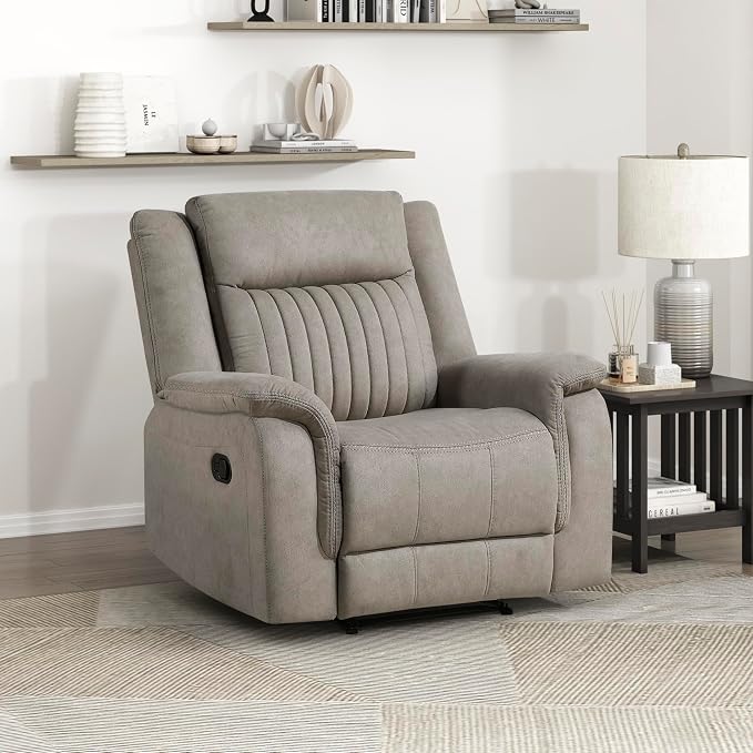 Lexicon Manual Recliner Chair, Polished Microfiber Reclining Sofa Chair - Image 8