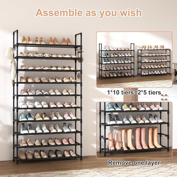 VTRIN 10 Tier Shoe Rack Tall Large Capacity Wide Shoe Organizer - Image 5
