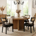 HNY Mid Century Modern Rattan Dining Chairs Set of 4, Farmhouse PU Leather by HNY