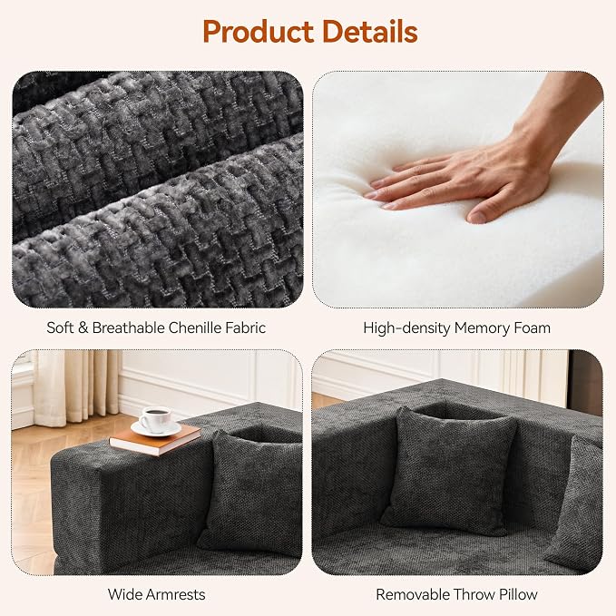 MONVANE Modular Sectional Sofa, Oversized 12 Seat Convertible U Shaped Couch - Image 6