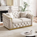 62.2" Luxury Velvet Chesterfield Sofa Tufted Victorian Black and Gold Couch by Nolohoo