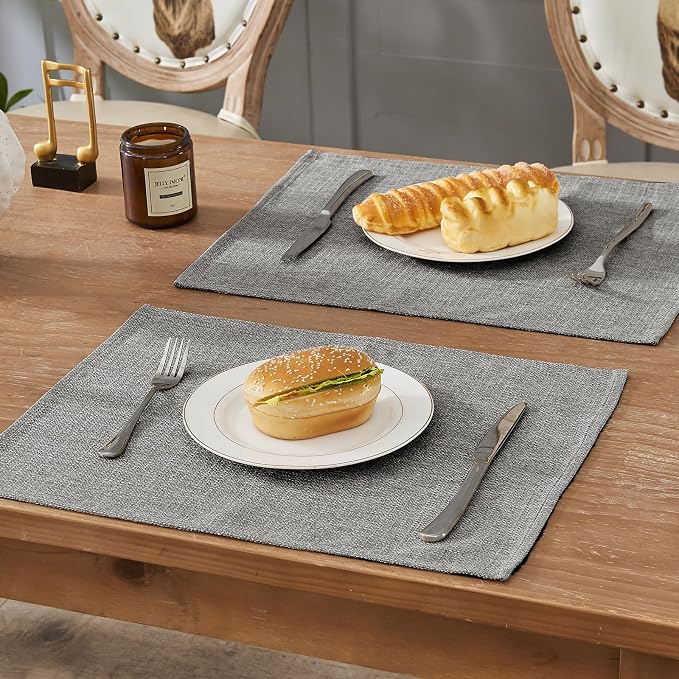 BALCONY & FALCON Placemats Set of 6 Faux Linen Cloth Place Mats Washable - Image 6