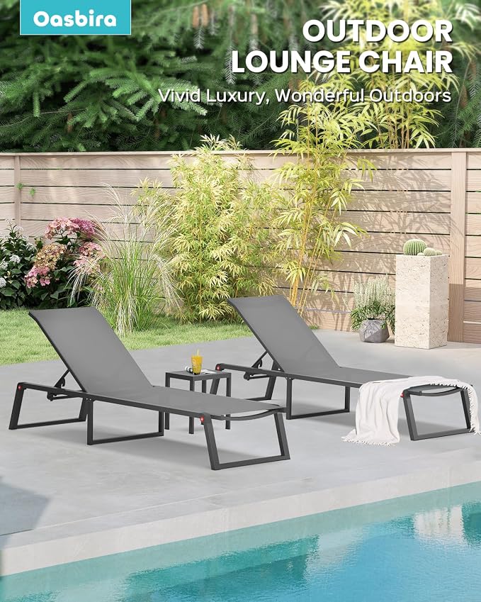 Aluminum Chaise Lounge Chair Outdoor, Foldable& No Assembly Patio Pool Lounge - Image 7