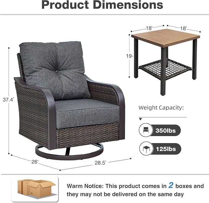 Outdoor Swivel Rocker Chairs, Wicker Swivel Rocking Chairs - Image 2