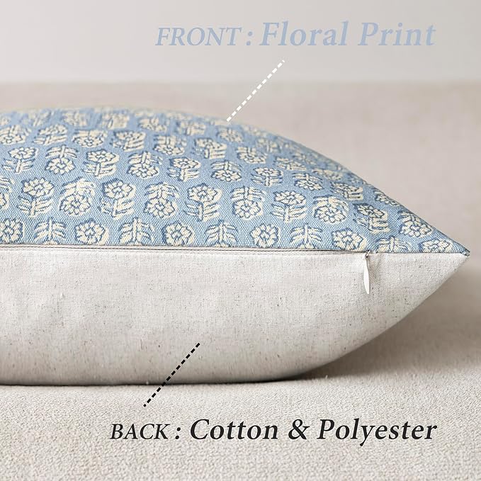 Foindtower Set of 2 Decorative Vintage Floral Print Throw Pillow Covers Neutral - Image 2