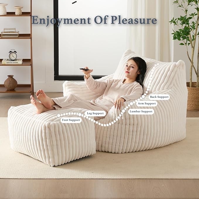 Oversized Bean Bag Chaise Lounge Chair Indoor - Image 5