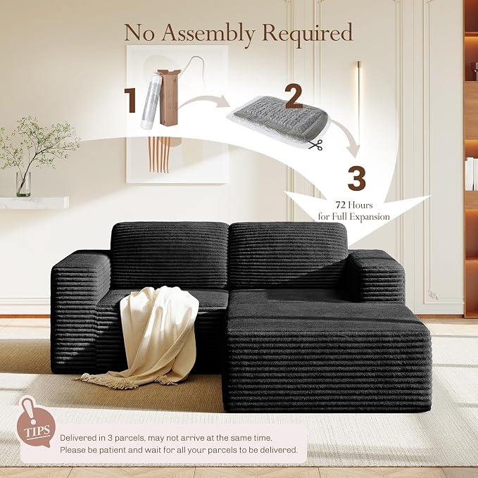Vesgantti 80" Modular Sectional Sofa, Corduroy Cloud Couch - Image 4