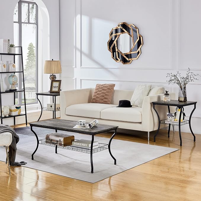 VECELO 3 Pieces Living Room Table Sets, Coffee and End Tables - Image 6