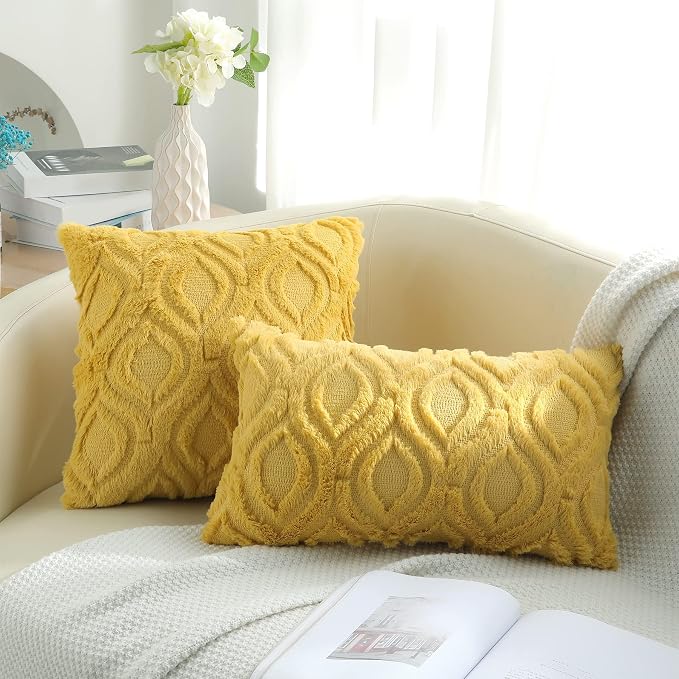 decorUhome Summer Throw Pillow Covers 12x20 Inch Set of 2, Soft Plush Faux Wool - Image 9