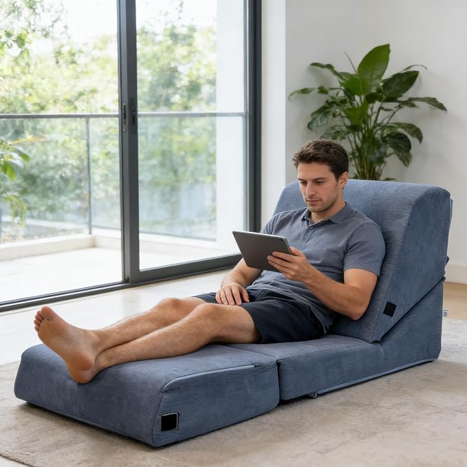 jela Luxury Corduroy Indoor Chaise Lounge, Foldable Sofa Bed Chair - Image 7