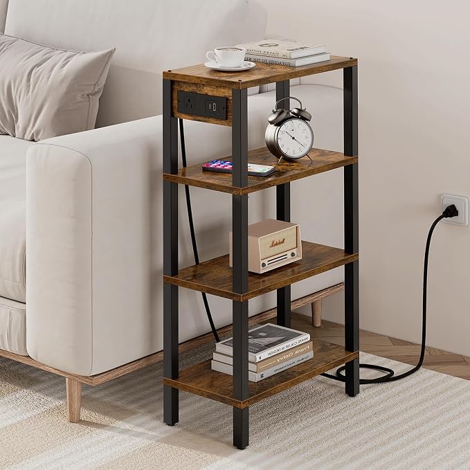 TUTOTAK Narrow Side Table with Charging Station, Small End Table with USB Ports - Image 8