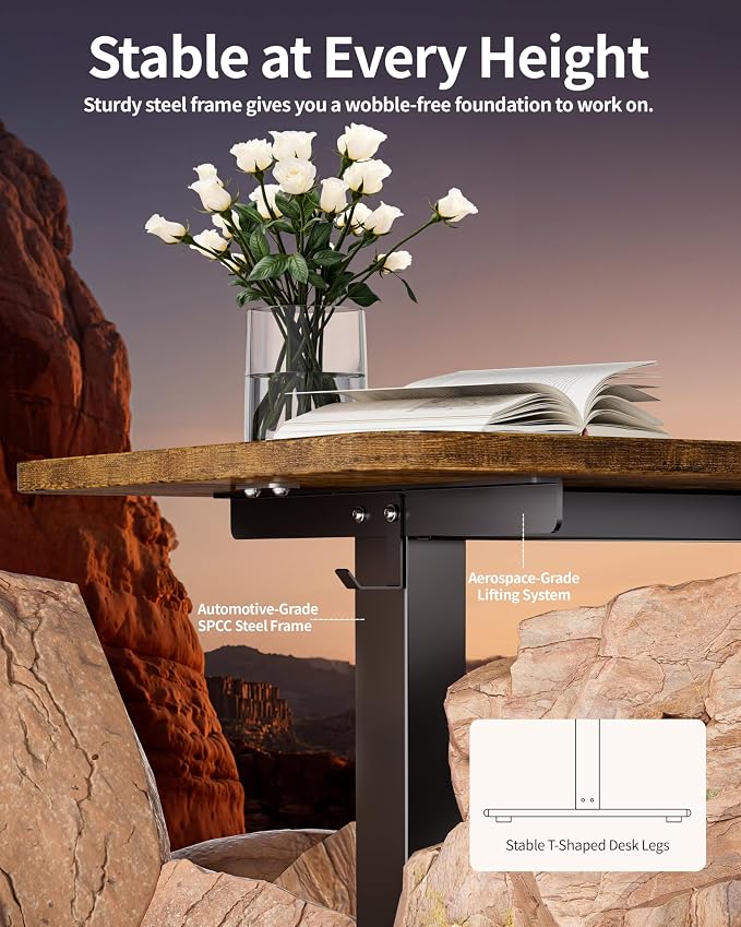 BIZUM Electric Standing Desk 63 x 24 Inch Computer Desk-Gaming Desk Rustic - Image 6