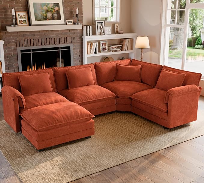 ELUCHANG 114" Oversized V-Shaped Cloud Couch Modular Sectional Sofa by ELUCHANG
