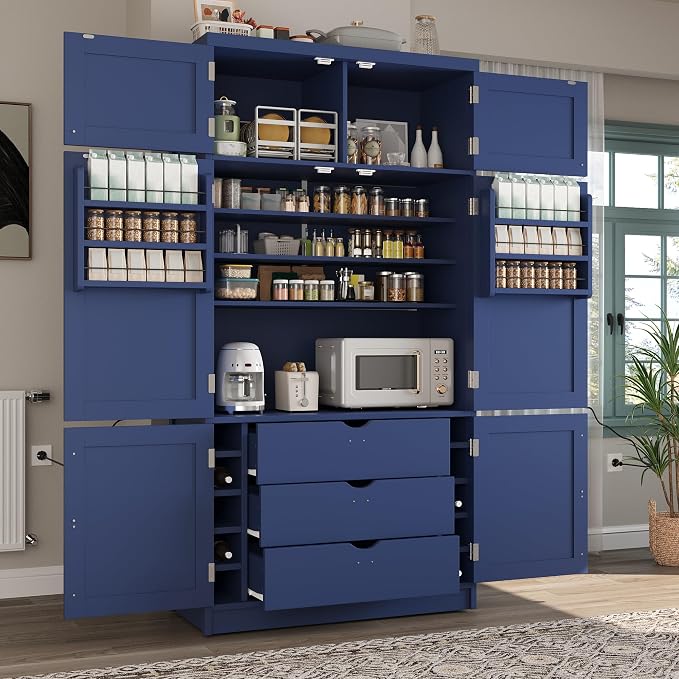 VilroCaz 80.1'' Tall Freestanding Kitchen Pantry Storage Cabinet Cupboard by VilroCaz