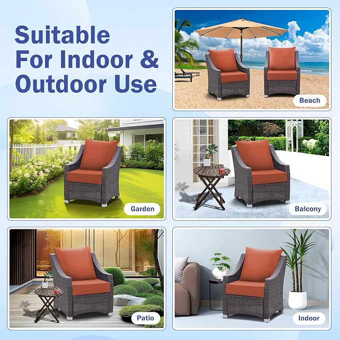 IASEAHK Outdoor Seat Cushion Set, Waterproof & Fade Resistant Patio Chair - Image 7