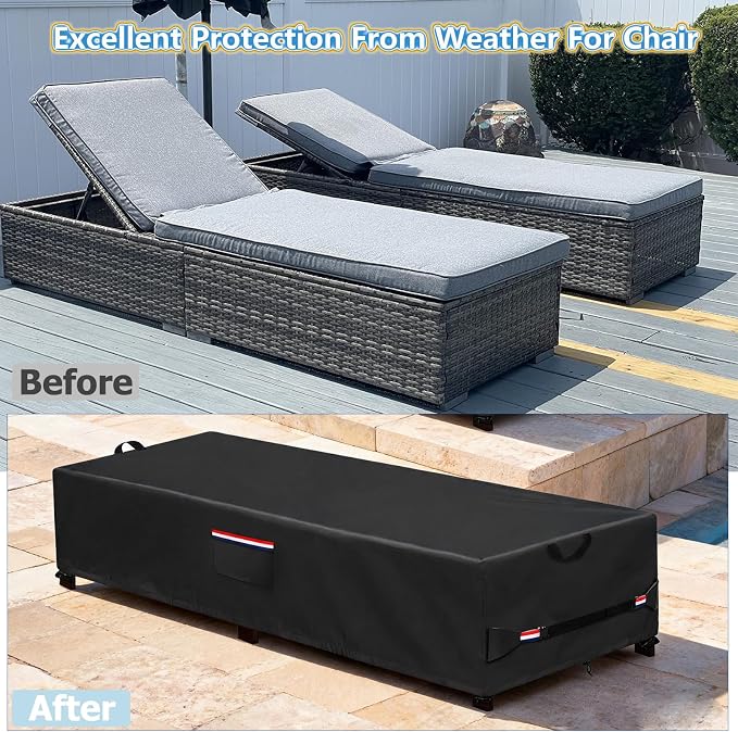 Waterproof Patio Lounge Chair Cover 2 Pack, Heavy Duty 600D Waterproof Outdoor - Image 3