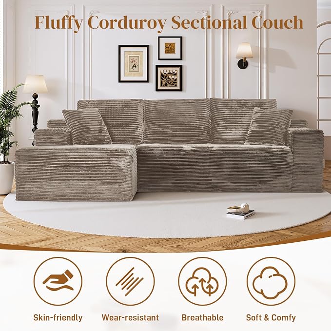 108" L Shaped Boneless Sectional Couches - Image 6