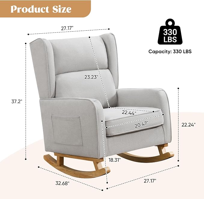 HCHAIRH Nursery Rocking Chairs, Rocking Chair Nursery - Image 2