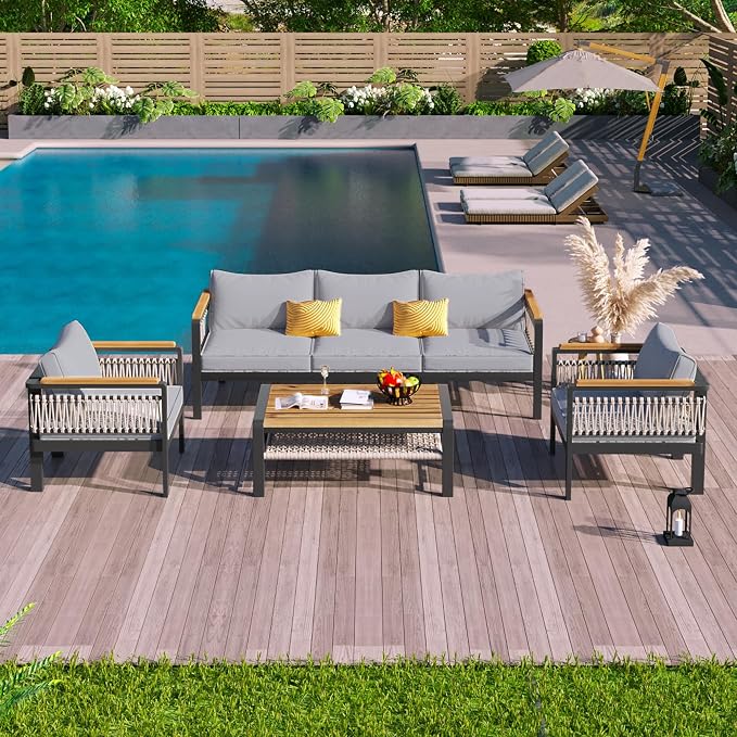 VilroCaz 4 Pieces Outdoor Sectional Sofa Set, All-Weather Patio Seating Group - Image 2