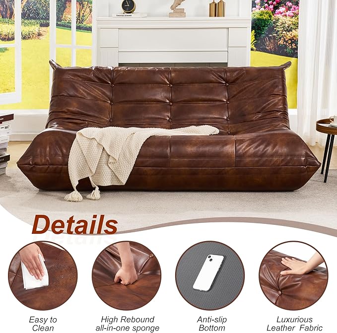 Hobestluk Bean Bag Chair Giant Bean Bag Sofa 3 Seater Bean Bag Chairs - Image 4