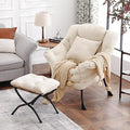 Lvory Lazy Chair with Ottoman, Large Velvet Accent Chair with a Throw Pillow by HomeEastllyHome