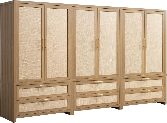 SICOTAS Armoire Wardrobe Closet, Larger Rattan Armoires Wardrobe Cabinet by SICOTAS