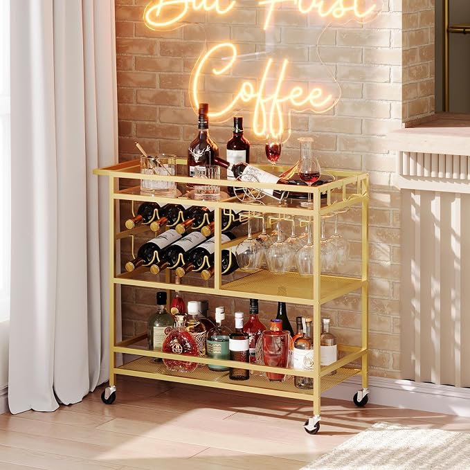 MAHANCRIS Bar Cart for Home, 3-Tier Serving Cart - Image 4